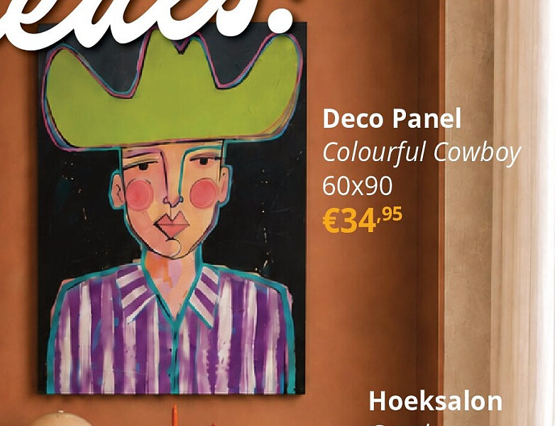 Deco Panel Colourful Cowboy 60x90