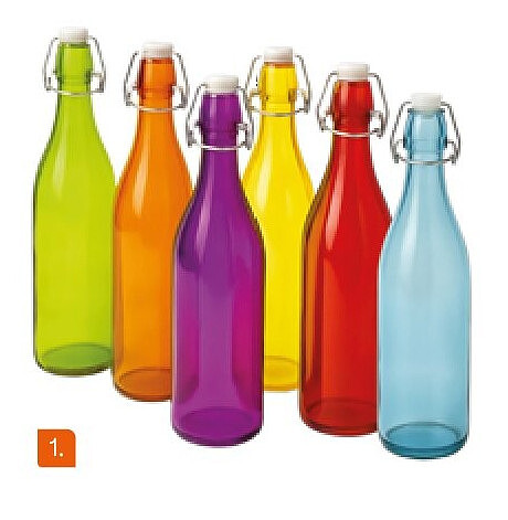 Gekleurde fles, 1 liter
