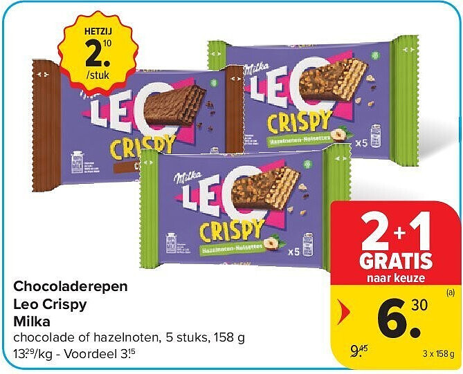 Chocoladerepen Leo Crispy Milka