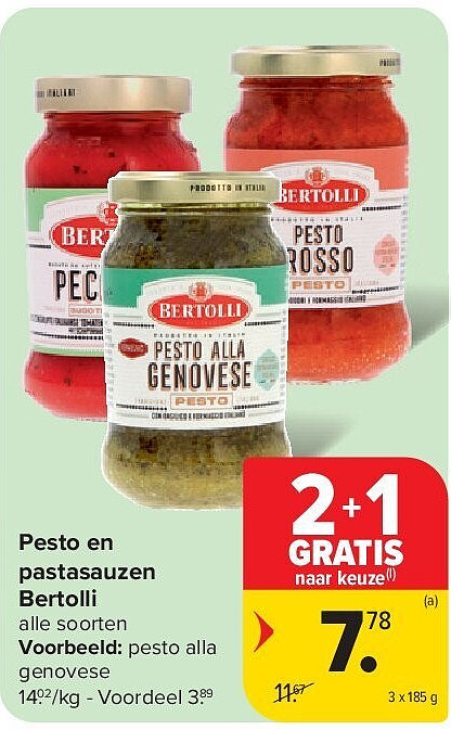 Pesto en pastasauzen Bertolli