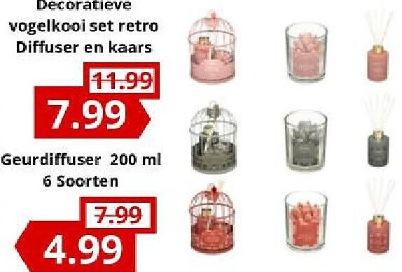 Decoratieve vogelkooi set retro Diffuser en kaars