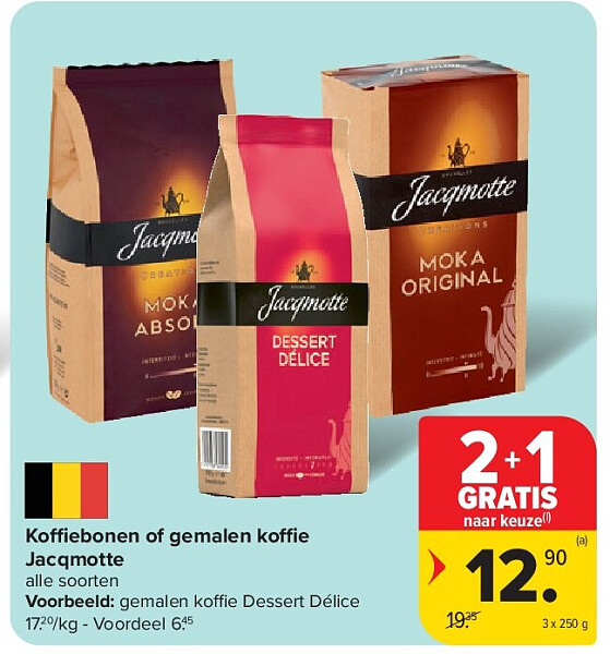 Koffiebonen of gemalen ko e Jacqmotte