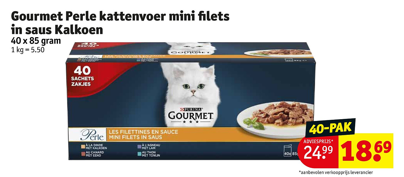 Gourmet Perle kattenvoer mini filets in saus Kalkoen