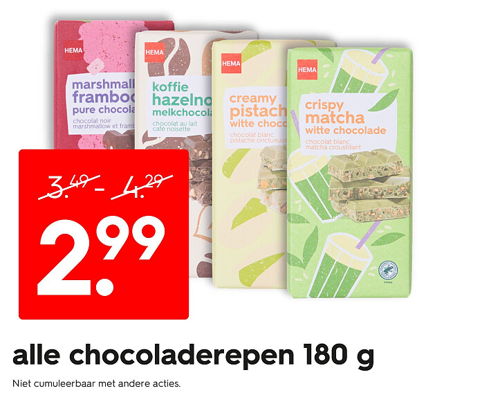 alle chocoladerepen 180 g