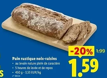 Pain rustique noix-raisins