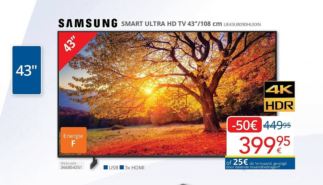 Samsung SMART ULTRA HD TV 43’’/108 cm UE43U8090HUXXN