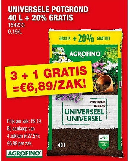 UNIVERSELE POTGROND 40 L + 20% GRATIS
