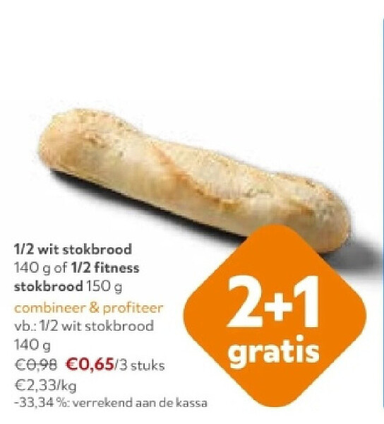 1/2 wit stokbrood 140 g