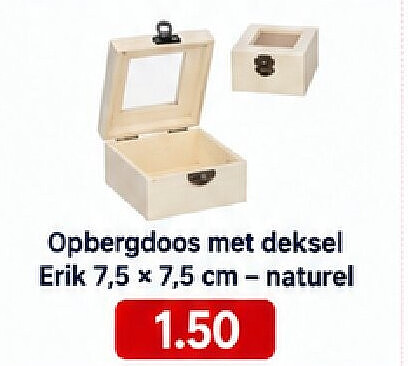 Opbergdoos met deksel Erik 7,5 x 7,5 cm - naturel