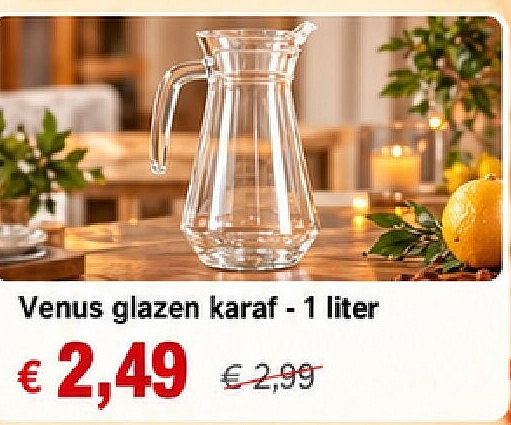 Venus glazen karaf - 1 liter