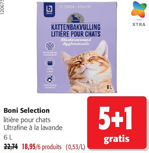 Boni Selection litière pour chats Ultrafine à la lavande 6 L