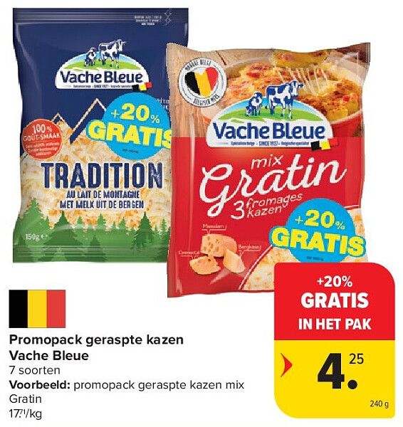 Promopack geraspte kazen Vache Bleue
