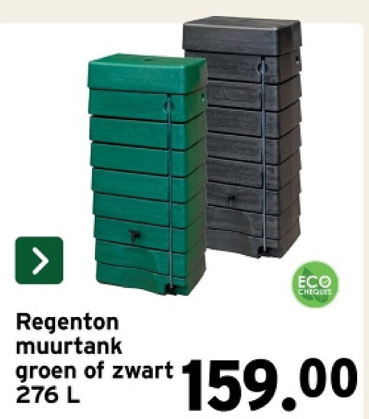 Regenton muurtank groen of zwart 276 L