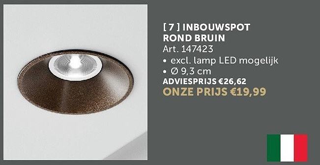 INBOUWSPOT ROND BRUIN