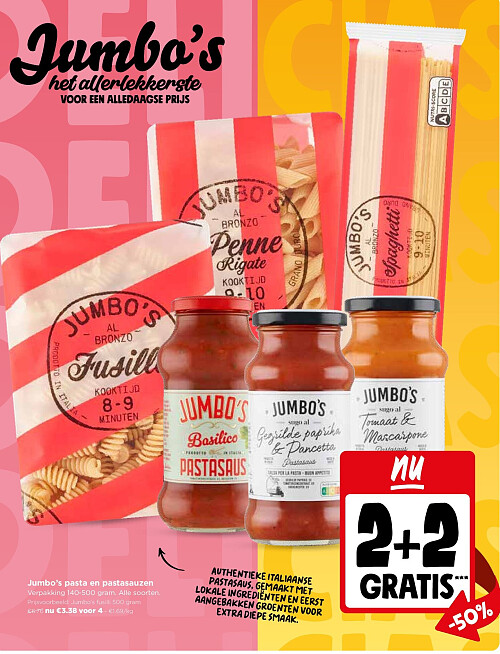 Jumbo's pasta en pastasauzen