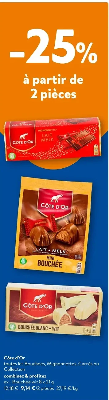 Côte d'Or Bouchée wit 8 x 21 g