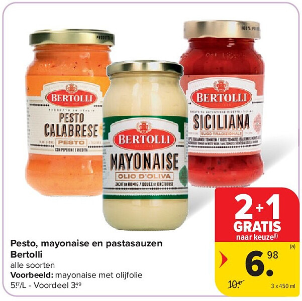 Pesto, mayonaise en pastasauzen Bertolli