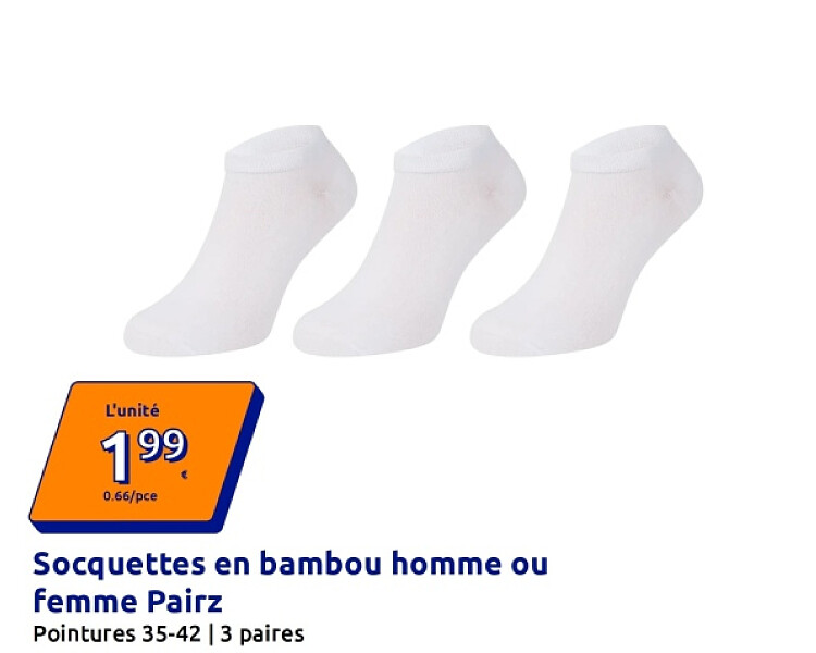 Socquettes en bambou homme ou femme Pairz