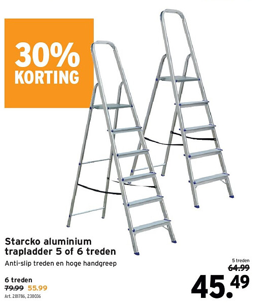 Starcko aluminium trapladder 5 of 6 treden