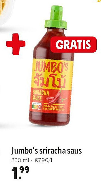 Jumbo’s sriracha saus