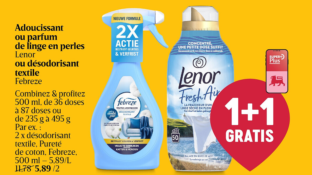 Adoucissant ou parfum de linge en perles Lenor ou désodorisant textile