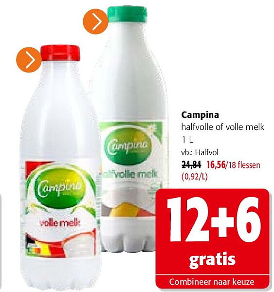 Campina halfvolle of volle melk 1 L