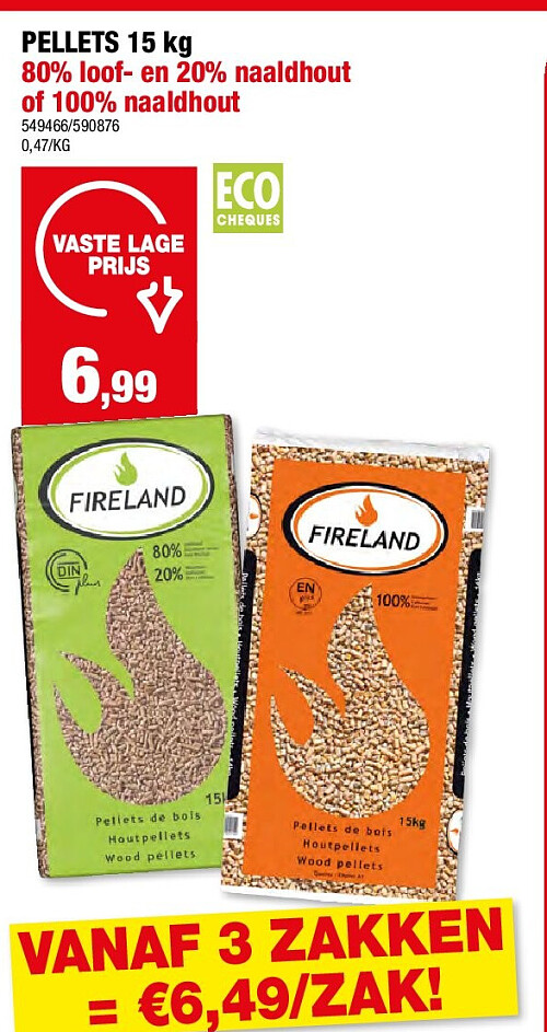 Pellets 15 Kg 80% loof- en 20% naaldhout of 100% naaldhout