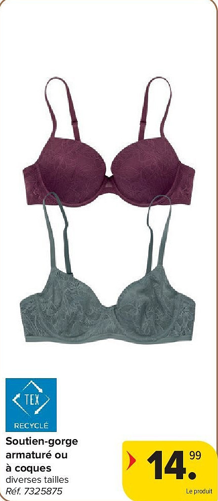 Soutien-gorge armaturé ou à coques
