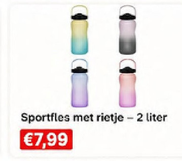 Sportfles met rietje - 2 liter