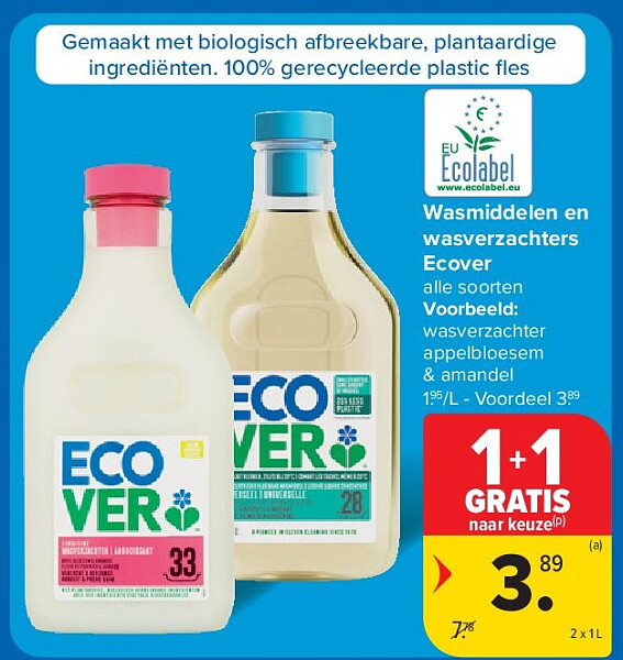 Wasmiddelen en wasverzachters Ecover