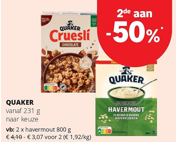 QUAKER vanaf 231 g