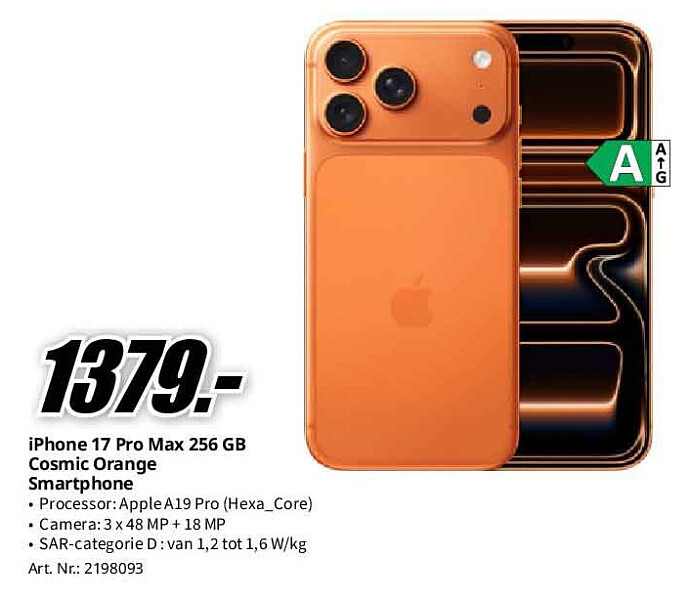 iPhone 17 Pro Max 256 GB Cosmic Orange Smartphone