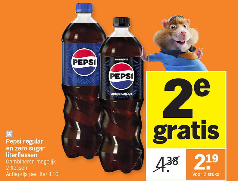 Pepsi regular en zero sugar literflessen
