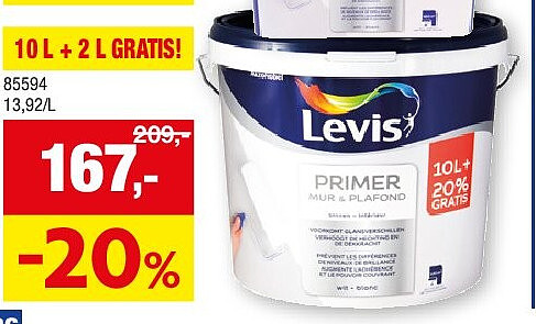 PRIMER MUUR & PLAFOND - WIT 10 L + 2 L GRATIS!