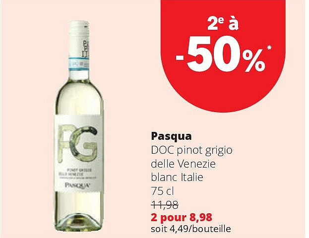 Pasqua DOC pinot grigio delle Venezie blanc Italie 75 cl