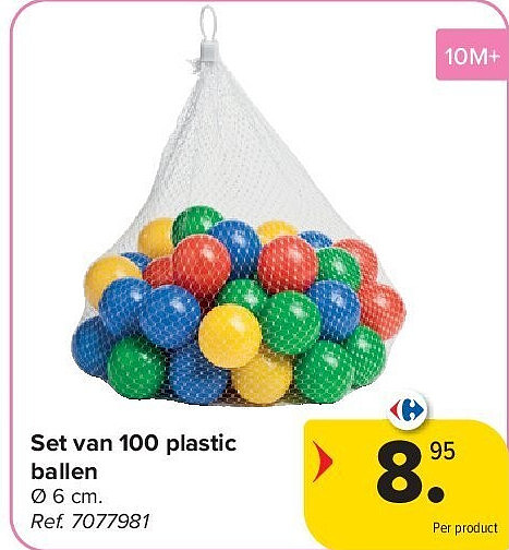 Set van 100 plastic ballen