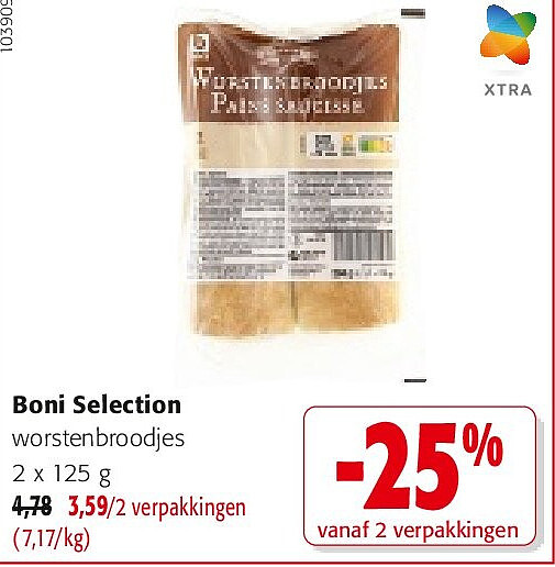 Boni Selection worstenbroodjes 2 x 125 g