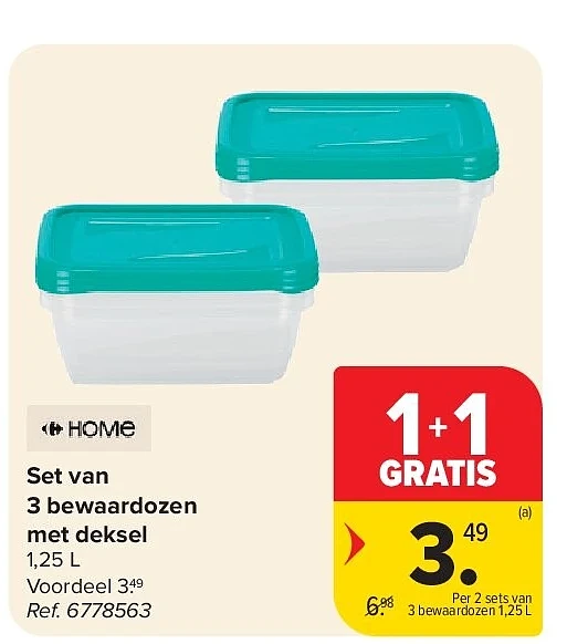 Set van 3 bewaardozen met deksel