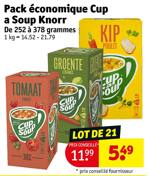 Pack économique Cup a Soup Knorr LOT DE 21