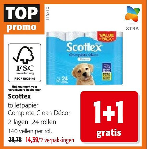 Scottex toiletpapier Complete Clean Décor 2 lagen 24 rollen