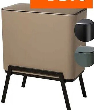 Afvalemmer Zand, zwart of lagune, 28+12+5L