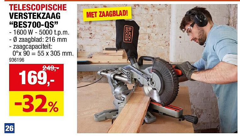 TELESCOPISCHE VERSTEKZAAG “BES700-QS”