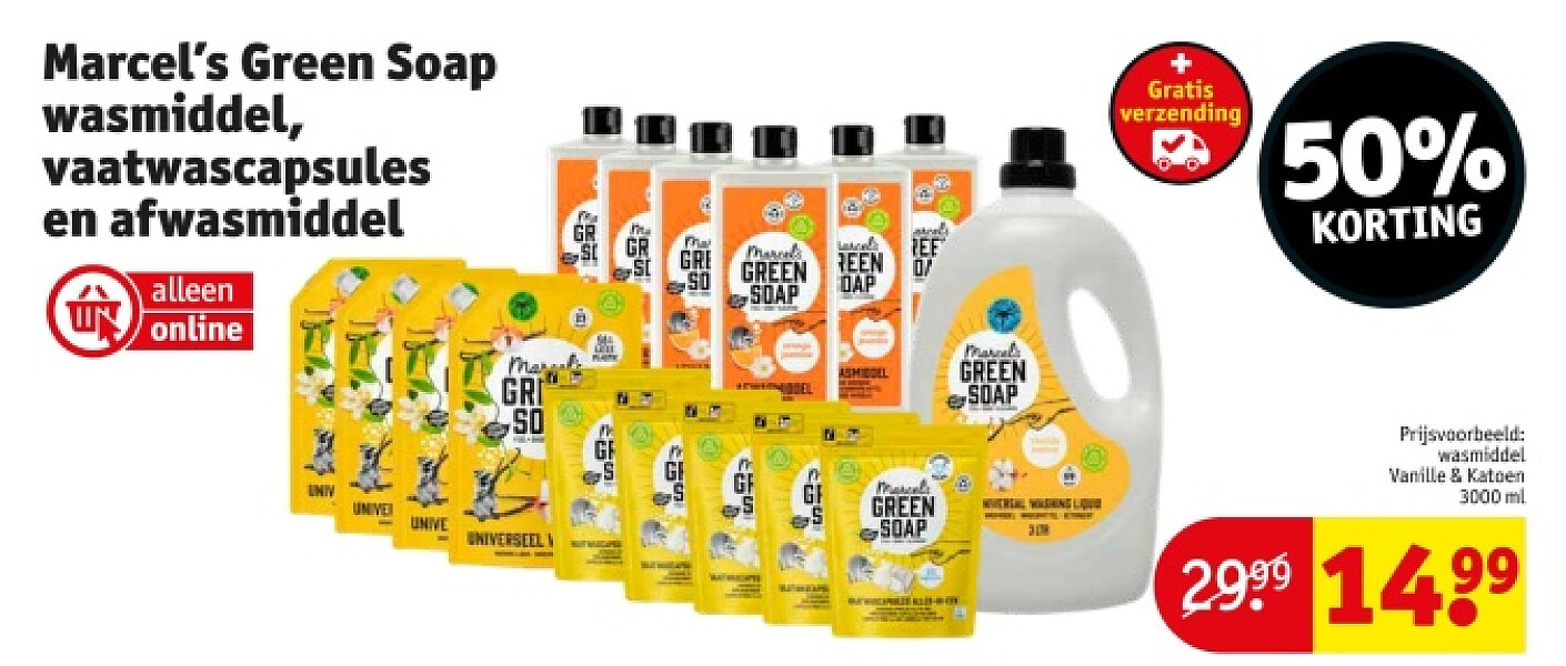 Marcel’s Green Soap wasmiddel, vaatwascapsules en afwasmiddel