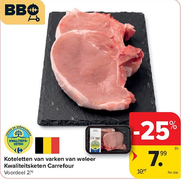 Koteletten van varken van weleer Kwaliteitsketen Carrefour