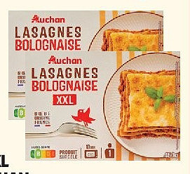 Lasagnes à la bolognaise XXL surgelées Auchan