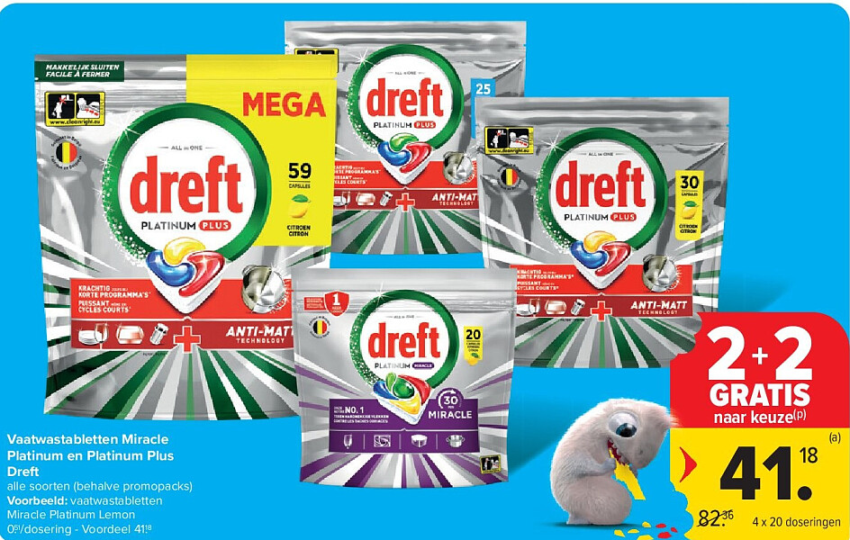 Vaatwastabletten Miracle Platinum en Platinum Plus Dreft