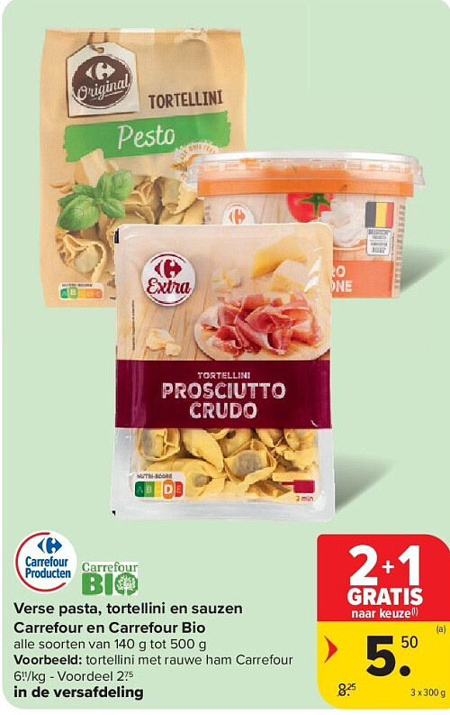 Verse pasta, tortellini en sauzen Carrefour en Carrefour Bio