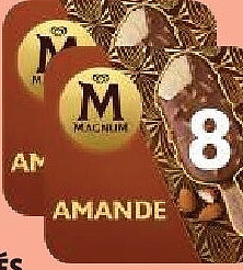 Bâtonnets glacés amande Magnum x8, 600 g