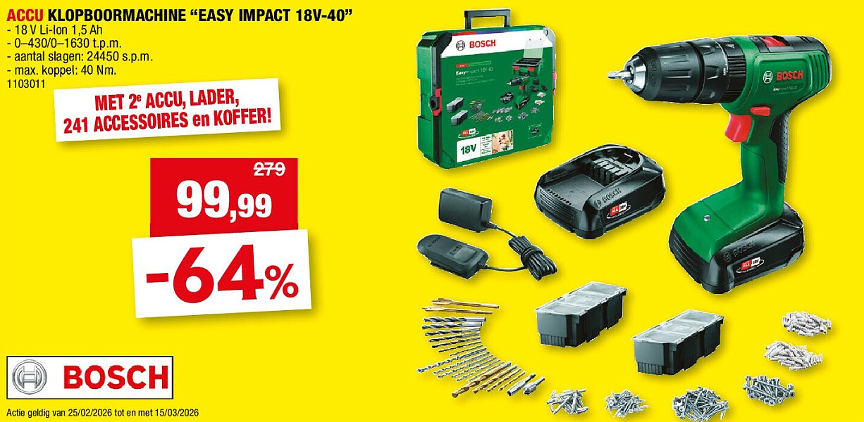 ACCU KLOPBOORMACHINE “EASY IMPACT 18V-40”