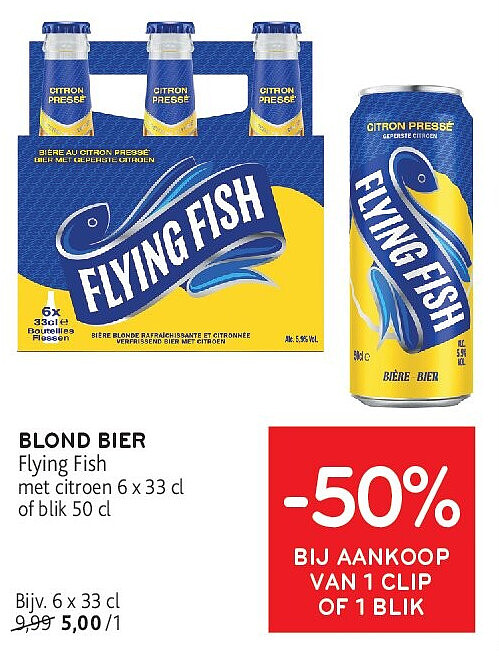 BLOND BIER Flying Fish met citroen 6 x 33 cl of blik 50 cl